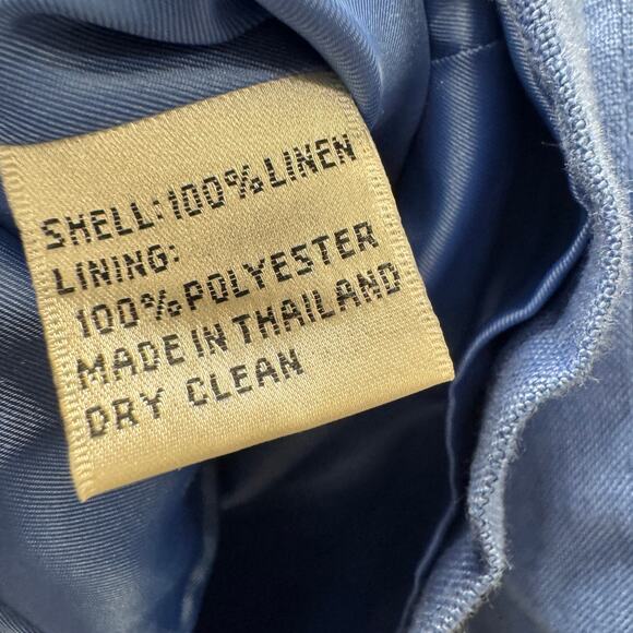 Talbots Blazer Womens 6 Blue Irish Linen Jacket Coastal 3 Button Crop Vintage - Picture 5 of 6